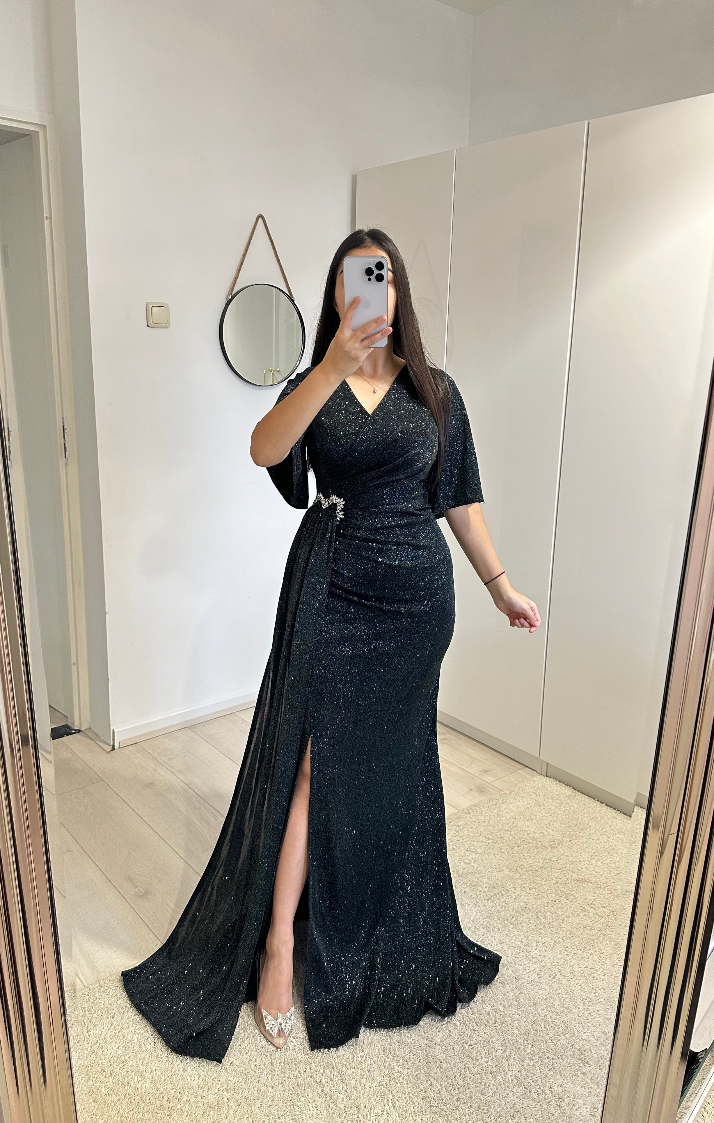 1195 Dark green black dress